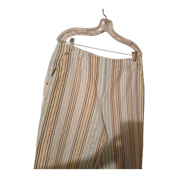 Talbots Plus Capri Pants Women’s 14 Seersucker Pinstripe Nautical‎ Vintage EUC - Picture 3 of 9